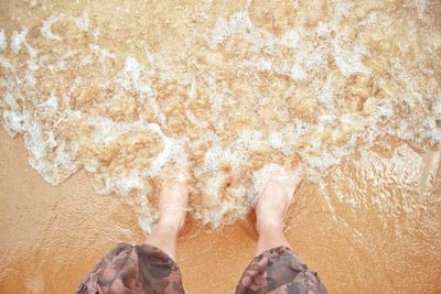 Low section of person standing on beach