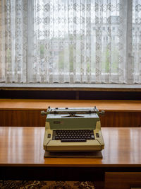 Telephone booth on table at home