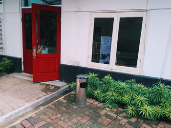 Closed door of house