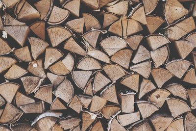 Full frame shot of logs in forest
