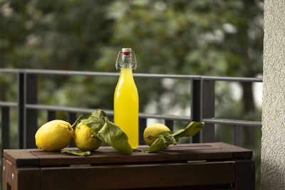 Close-up of yellow fruits on table