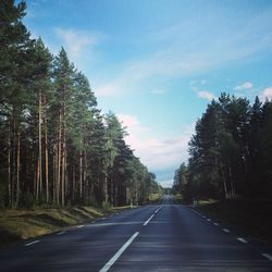 Empty road along trees