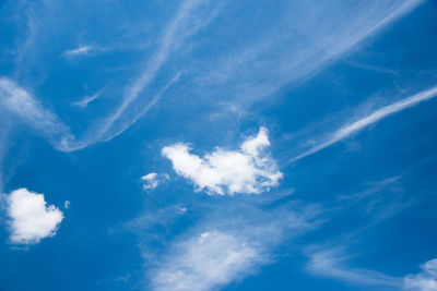 Low angle view of clouds in blue sky