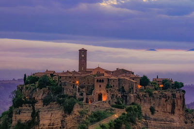 Castle against sky during sunset