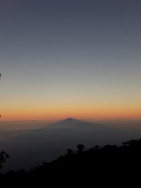 Scenic view of silhouette landscape against sky during sunset