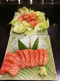 High angle view of sushi in plate