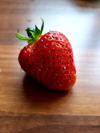 Close-up of strawberries on table