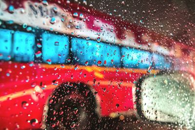 Close-up of raindrops on window