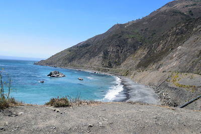 Scenic view of sea against clear sky