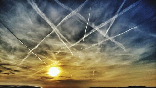 Low angle view of vapor trail in sky