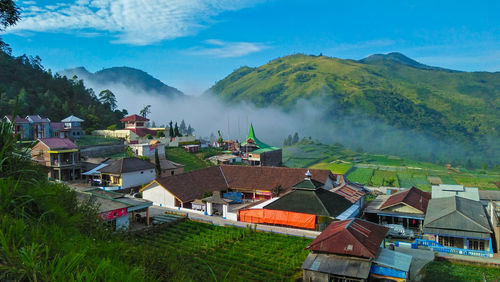 High angle view of townscape against sky