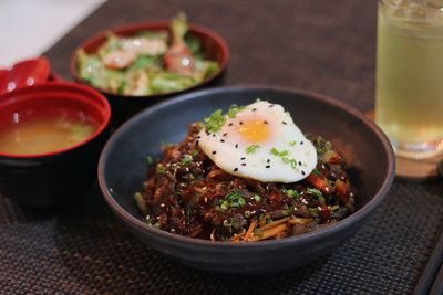 Close-up of food on table