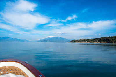 Scenic view of sea against blue sky