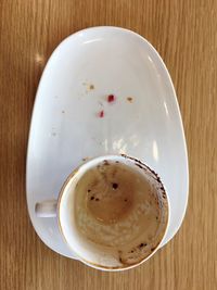 High angle view of coffee on table