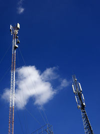 Gsm antenna of mobile communication on a blue sky background