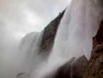 Low angle view of waterfall