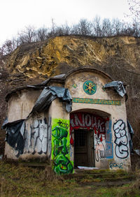 Graffiti on wall of abandoned building