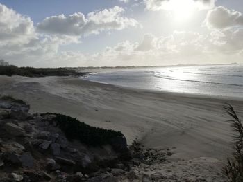 Scenic view of beach against sky