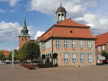 Exterior of building against sky in city