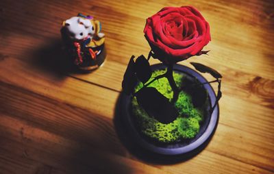 Close-up high angle view of table