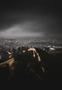 High angle view of city against sky