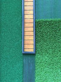 High angle view of green window on field