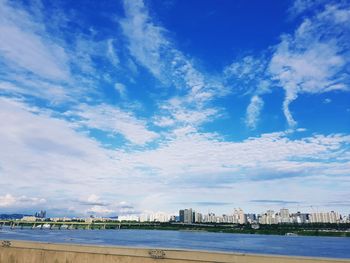 View of city against cloudy sky