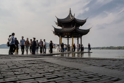 Group of people in front of building