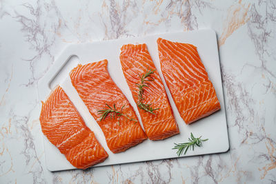 High angle view of food on table