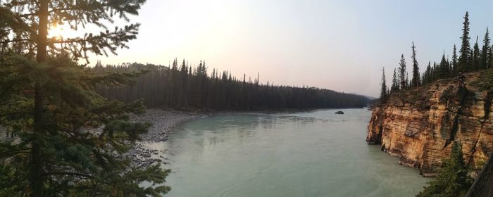 Panoramic view of river amidst trees against sky
