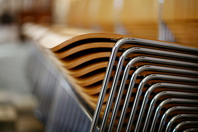 Close-up of empty chairs