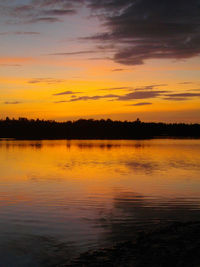 Scenic view of calm lake at sunset