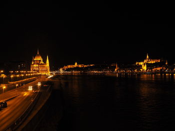 Illuminated city at night