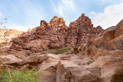 Panoramic view of rock formations against sky