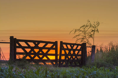 Scenic view of field against sky during sunset