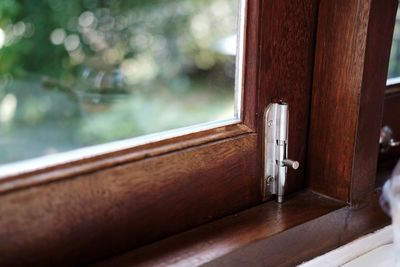 Close-up of open window of house