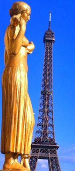 Low angle view of statue against clear blue sky