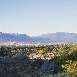 Scenic view of mountains against clear sky