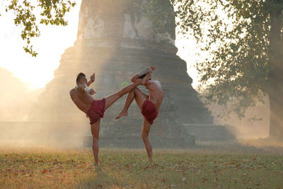 Martial arts of muay thai or thai boxing at thailand  muay thai at ayutthaya thailand 