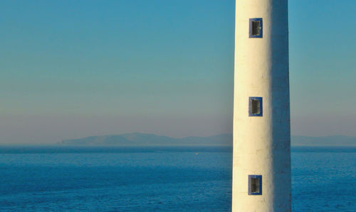 Scenic view of sea against blue sky