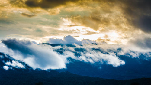 Low angle view of clouds in sky during sunset