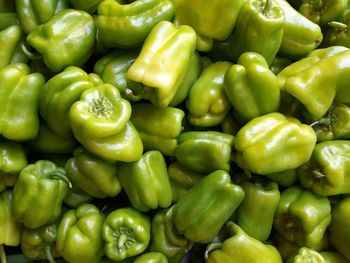 Full frame shot of green chili peppers