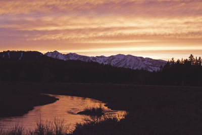 Silhouette of mountains at sunset