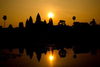 Silhouette of temple during sunset