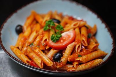 Close-up of pasta in plate