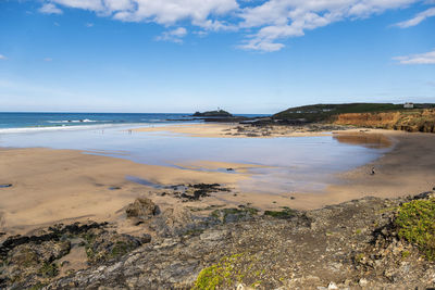 Scenic view of beach against sky