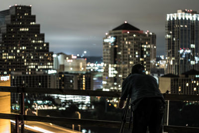 Illuminated cityscape at night