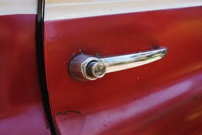 Close-up of red car door