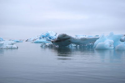 Scenic view of frozen sea against sky