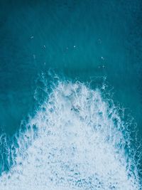 High angle view of surf at sea 